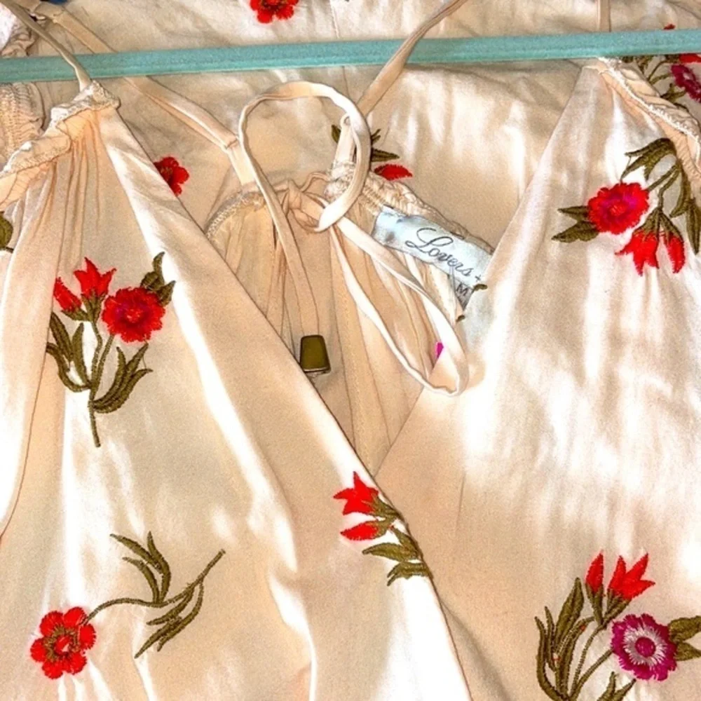 Lovers + Friends X Revolve Malia Floral Romper cold shoulder rose embroidered